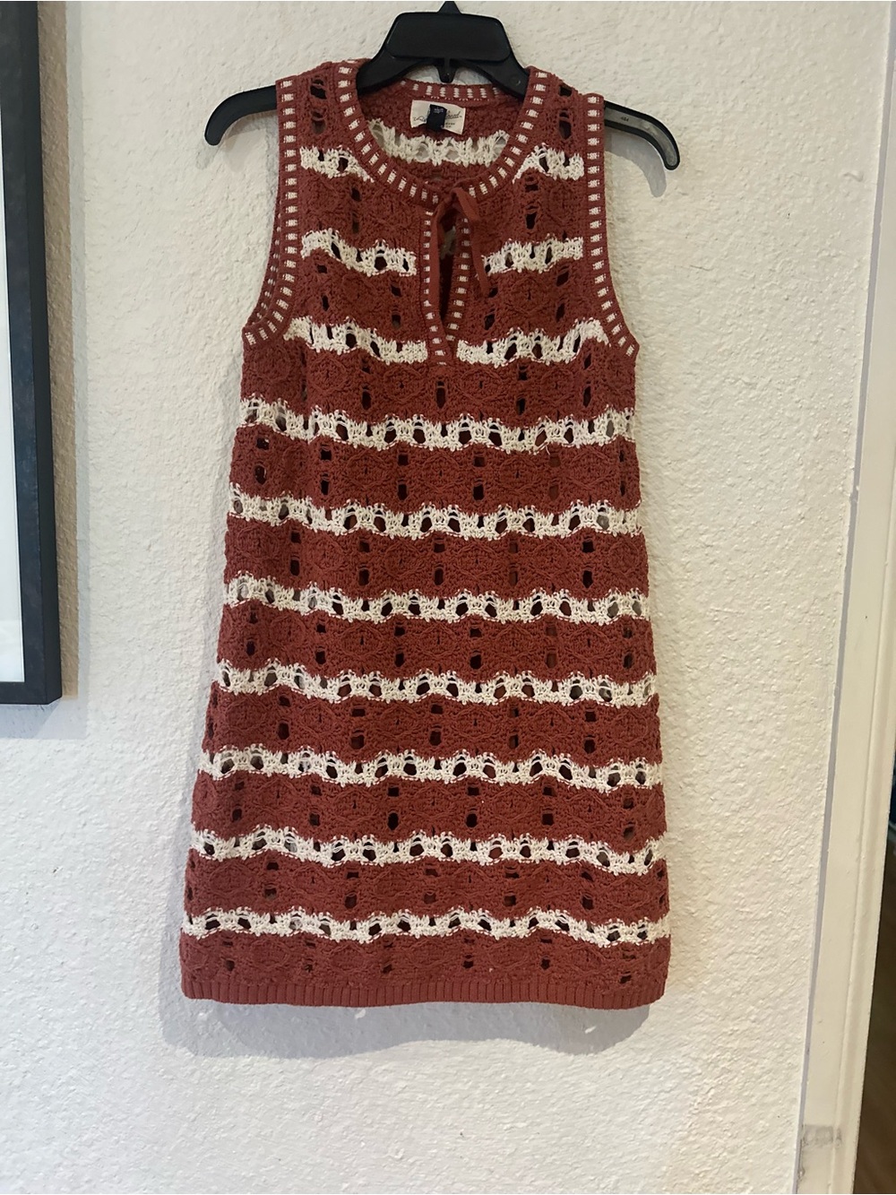 Universal Thread Rust and Cream Crochet Mini Dress